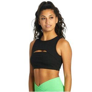 Year Of Ours Ribbed Cutout Sports Bra Black XS Nylon/Spandex $75 NWT